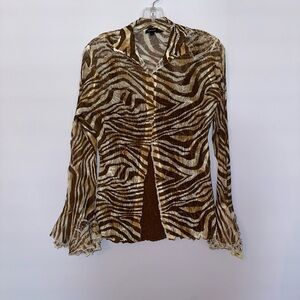 Komarov Brown Zebra Print Layered Blouse